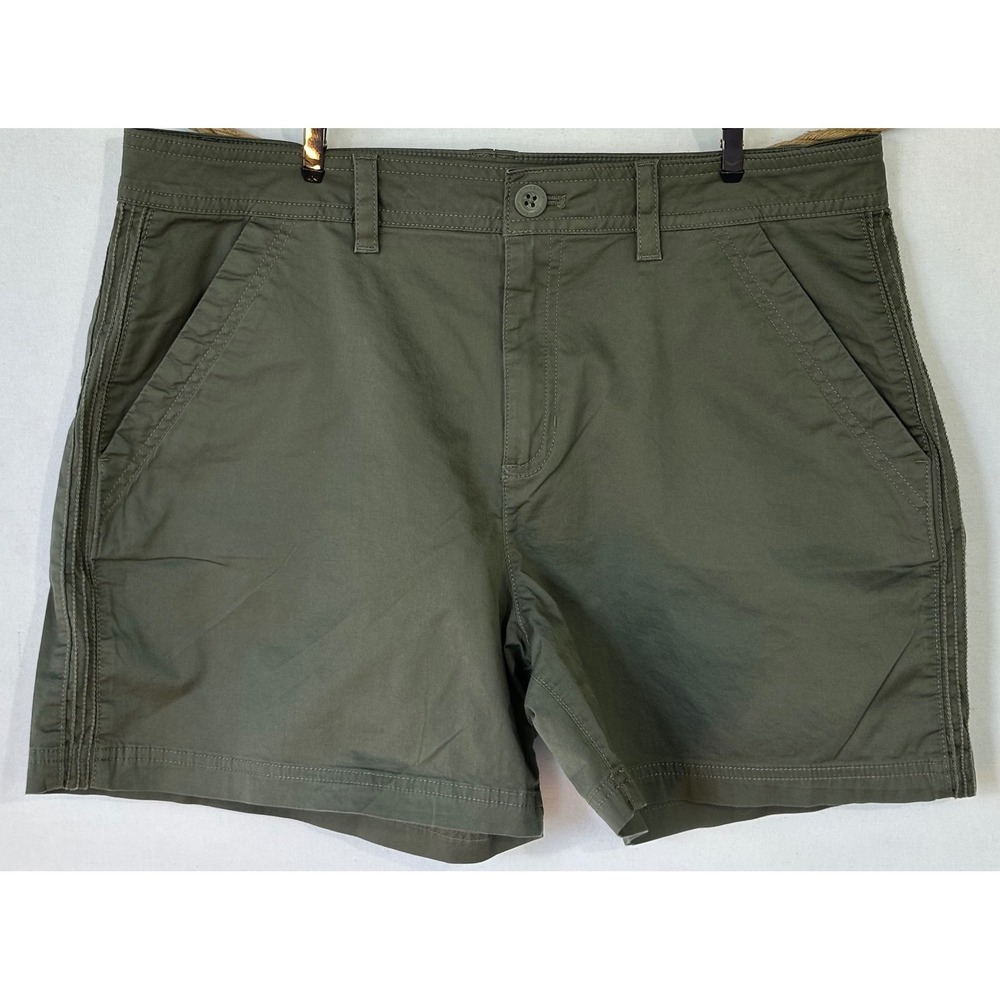 Eddie Bauer Chino Shorts Outdoor Women 14 Olive Green Travel Comfort